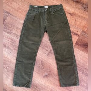 J Crew Mens Corduroy 484 Pants Size 30‎ x 30 Green Cords Slim Leg Hip Thigh